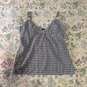 Brandy Melville Black and White Gingham Cami Top